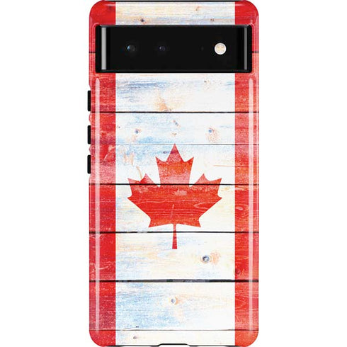 Canada Flag Light Wood Google Pixel 6 Case